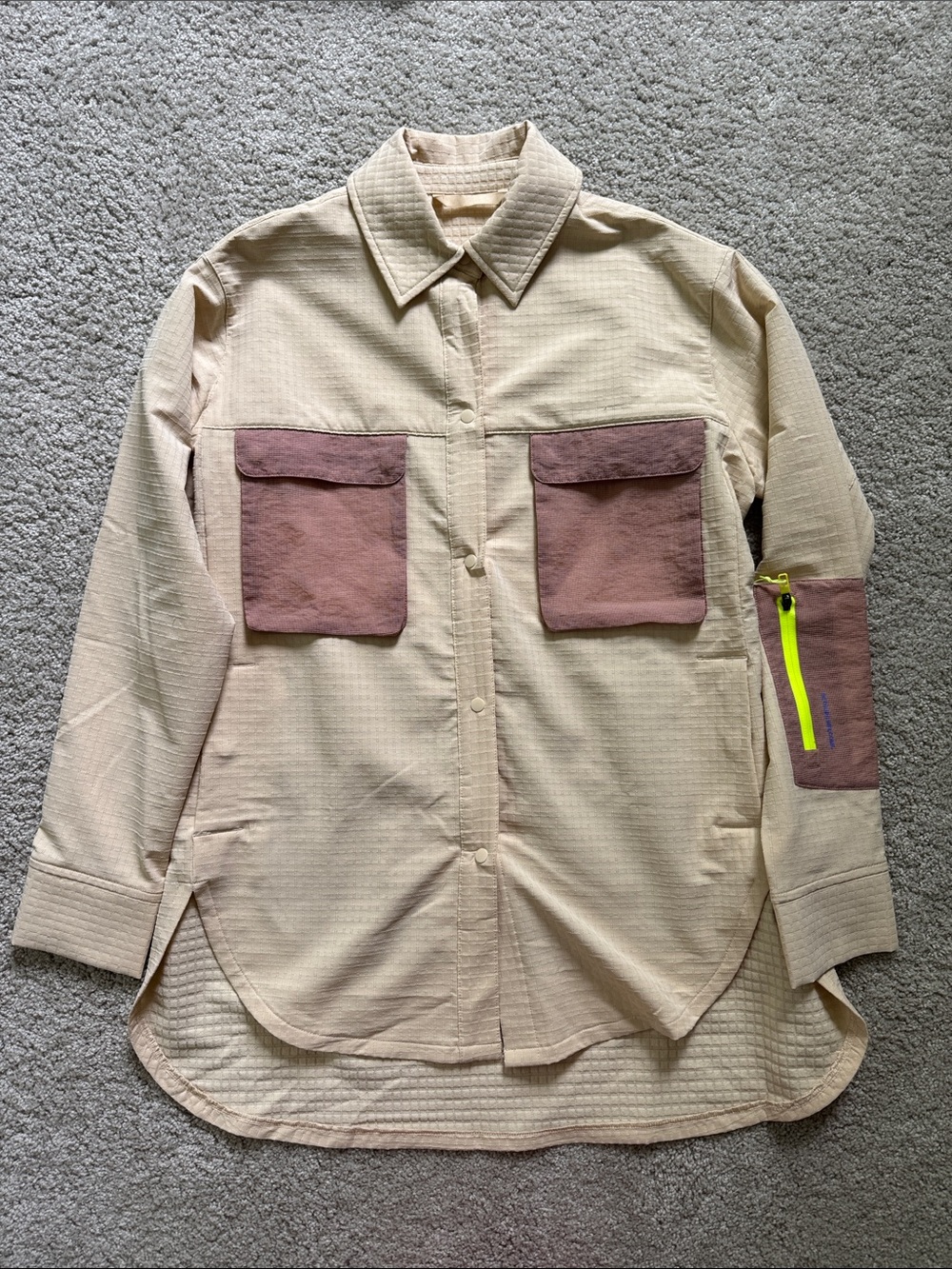 LULULEMON Tan Brown Button Up Hiking Shirt 4/Xs